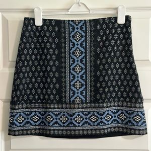 LOFT Black & Blue Pattern Skirt